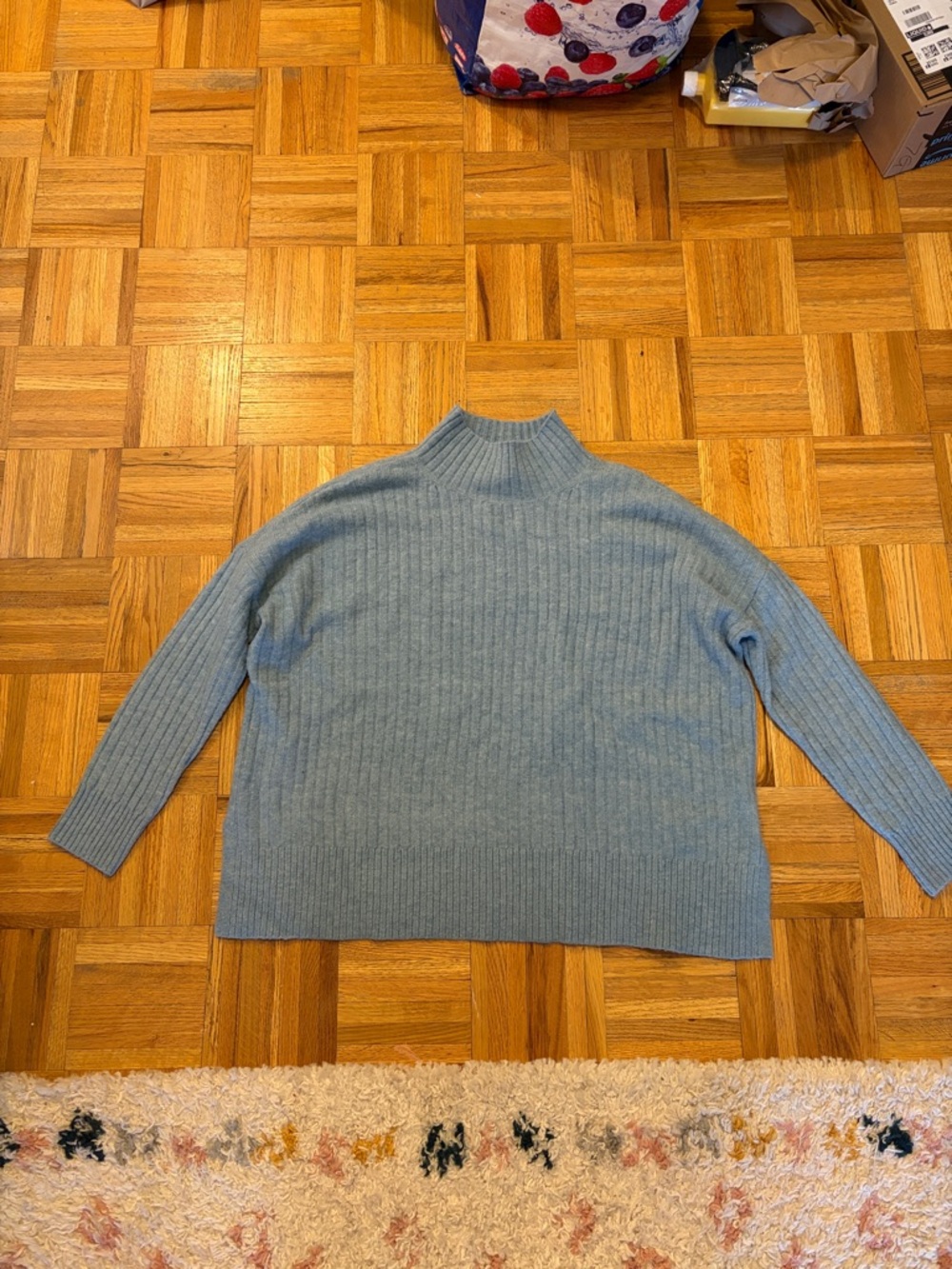 LOFT Light Blue Ribbed Turtleneck Sweater